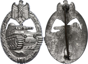 Tank combat badge in silver, ... 