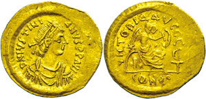 Münzen Byzanz  Justinus II., ... 
