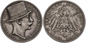 Prussia  3 Mark, 1909, Wilhelm ... 