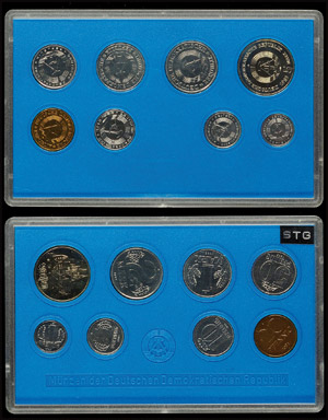 GDR normal use Coin sets  1 penny ... 