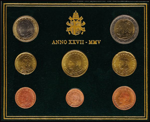 Vatikanstaat  2005, 1 Cent bis 2 ... 