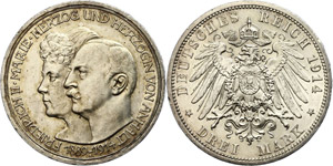 Anhalt 3 Mark, 1914, Frederic II. ... 