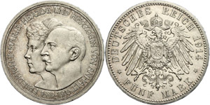 Anhalt 5 Mark, 1914, Frederic II. ... 