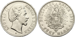 Bayern 5 Mark, 1875, Otto (1876 - ... 