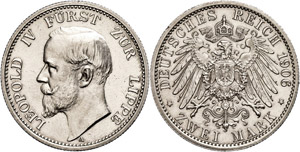 Lippe 2 Mark, 1906, Leopold IV. ... 