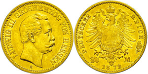 Hessen 20 Mark, 1872, Ludwig III., ... 