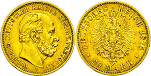 Preußen 20 Mark, 1875, Wilhelm ... 