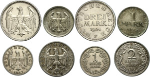 Münzen Weimar Kleines Lot von 4 ... 