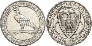 Coins Weimar Republic 5 Mark, 1930 ... 