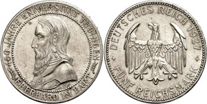 Münzen Weimar 5 Reichsmark, 1927 ... 
