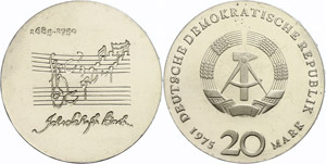 GDR 20 Mark, 1975 A, proof, to the ... 