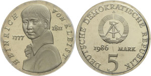 GDR 5 Mark, 1986, to the 175. day ... 