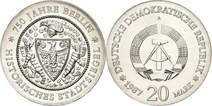 Münzen DDR 20 Mark, 1987 A, 750 ... 