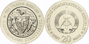 Münzen DDR 20 Mark, 1987, 750 ... 
