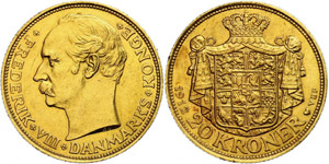 Denmark 20 coronas, Gold, 1912, ... 