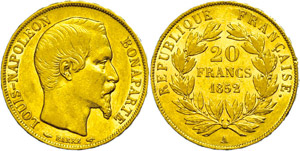 Frankreich 20 Francs, Gold, 1852, ... 