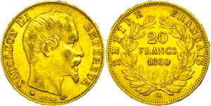 Frankreich 20 Francs, 1860, ... 