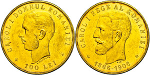 Romania 100 Lei, Gold, 1906, Karl ... 