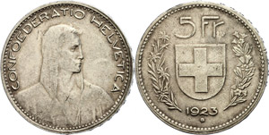 Switzerland 5 Franc, 1923, HMZ ... 