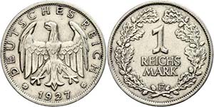 Münzen Weimar 1 Reichsmark, 1927 ... 