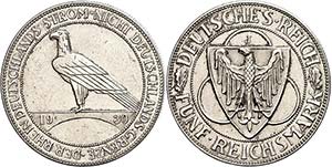 Coins Weimar Republic 5 Mark, 1930 ... 