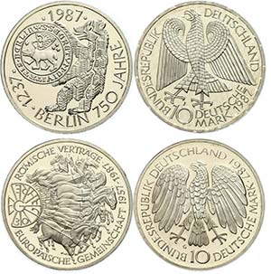 Münzen Bund ab 1946 10 Mark 750 ... 