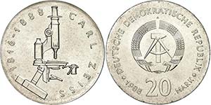 Münzen DDR 20 Mark, 1988, Zeiss, ... 
