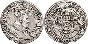 Denmark 8 Skilling, 1606, ... 