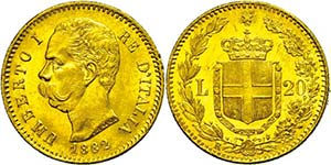 Italien 20 Lire, Gold, 1882, ... 