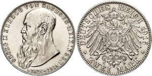 Sachsen-Meiningen 2 Mark, 1915, ... 