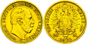 Preußen 20 Mark, 1872, C, Wilhelm ... 