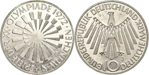 Münzen Bund ab 1946 10 DM, 1972, ... 
