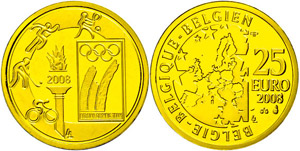 Belgium 25 Euro, Gold, 2008, XXIX. ... 