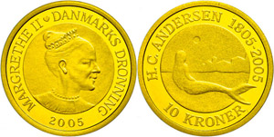 Denmark 10 coronas, Gold, 2005, ... 