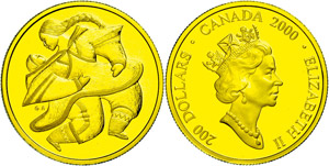 Canada 200 dollars, Gold, 2000, ... 