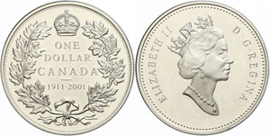 Canada 1 Dollar, 2001, 90 years ... 