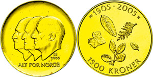 Norway 1500 Kroner, Gold, 2003, ... 