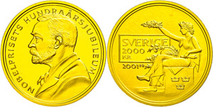 Sweden 2000 coronas, Gold, 2001, a ... 