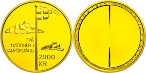 Sweden 2000 coronas, Gold, 2005, a ... 