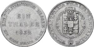 Hesse-Kassel Thaler, 1832, Wilhelm ... 