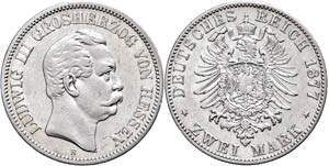 Hessen 2 Mark, 1877, Ludwig III., ... 