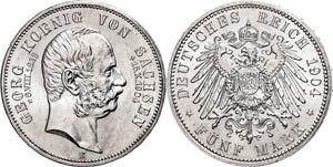 Saxony 5 Mark, 1904, Georg, with ... 