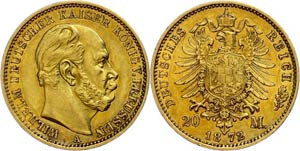 Preußen 20 Mark, 1872, Wilhelm ... 