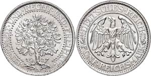 Münzen Weimar 5 Reichsmark, 1927 ... 