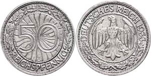 Coins Germany from 1933 to 1945 50 ... 