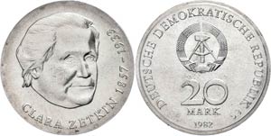 Münzen DDR 20 Mark, 1982, Clara ... 