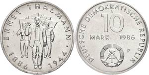 GDR 10 Mark, 1986, Thälmann, ... 