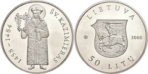 Litauen 50 Litu, 2008, hl. Kasimir ... 