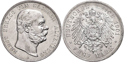 Saxony-Altenburg 5 Mark, 1901, ... 