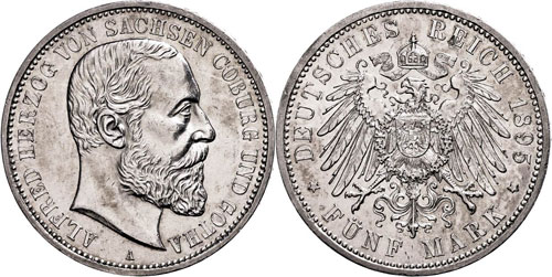 Saxony-Coburg and Gotha 5 Mark, ... 